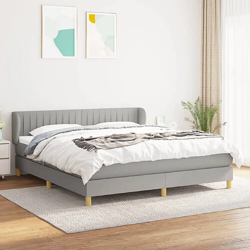 Maison Chic Lit Adulte - Lit simple Lit à sommier tapissier avec matelas moelleux - Meuble de Chambre - Gris clair 160x200cm Tissu -MN64201