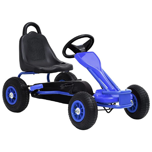 vidaXL Kart à pédales avec pneus Bleu