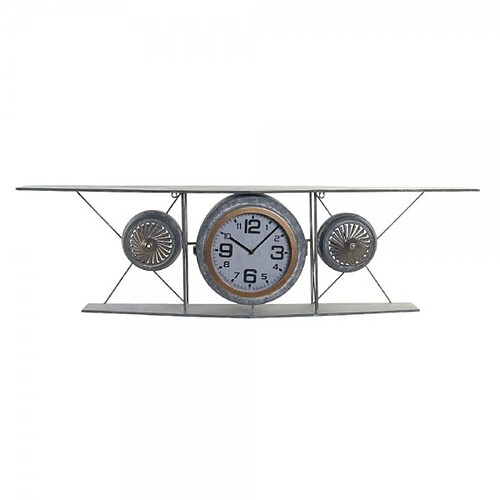 Look & Feel Horloge Murale DKD Home Decor Verre Fer Avion Bois MDF Gris foncé (120 x 21 x 33.5 cm)