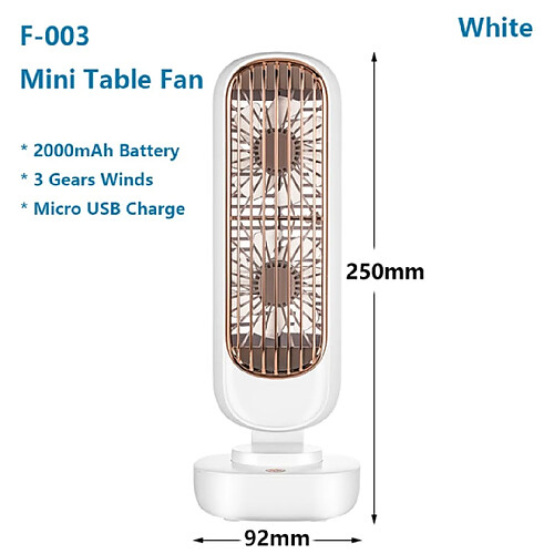 Universal Ventilateur mini rack avec batterie 2000mAh port USB Ventilateur double rack lame Bureau et ventilateur portable pour le travail, l'étude, le sommeil