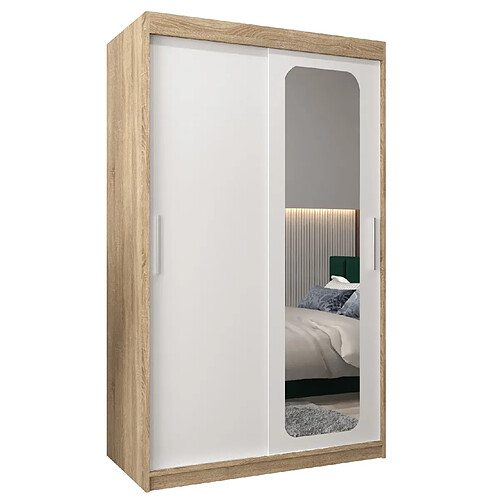 Abiks Meble Armoire PROMO T2 À Portes Coulissantes 200/120/62 2 Portes (Sonoma/Blanc)