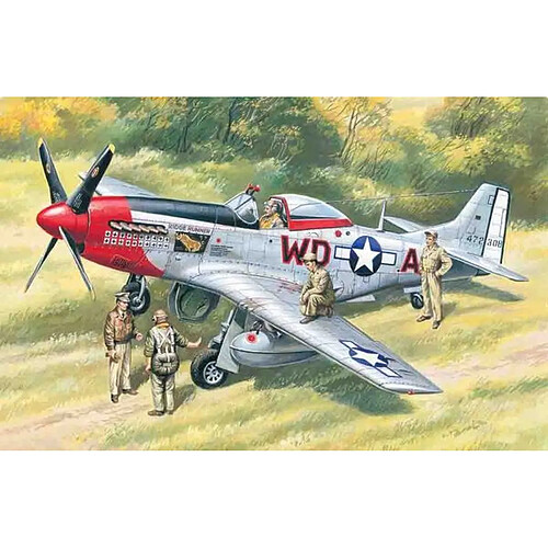 Mustang P-51D WWII American Fighter with USAAF Pilots and Ground Personnel- 1:48e - ICM