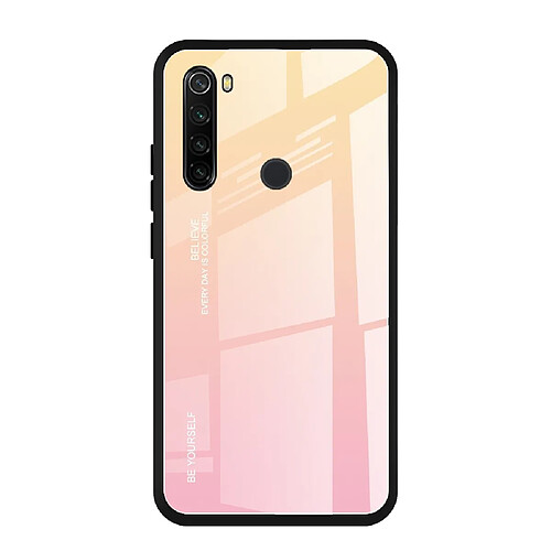 Wewoo Coque Pour Xiaomi Redmi Note 8T étui en verre de couleur dégradée jaune