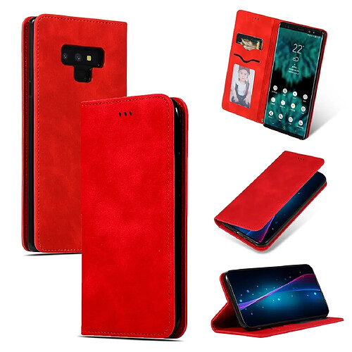 Wewoo Housse Coque Etui en cuir avec rabat horizontal magnétique Business Skin Feel pour Galaxy Note 9 rouge