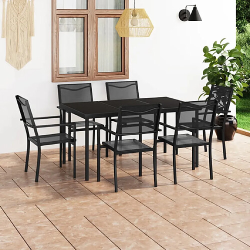 vidaXL Mobilier de salle à manger d'extérieur 7 pcs Acier