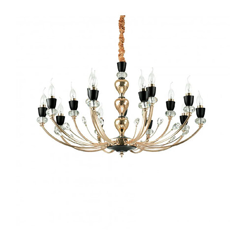 Ideal Lux Chandelier sans abats jours Vanity Métal Noir 15 ampoules 65cm