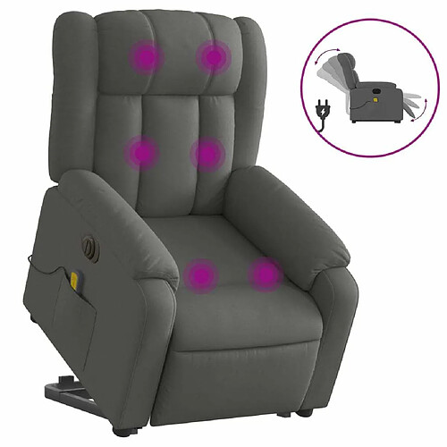 Maison Chic Fauteuil Relax pour salon, Fauteuil inclinable de massage électrique Gris foncé Tissu -GKD77592