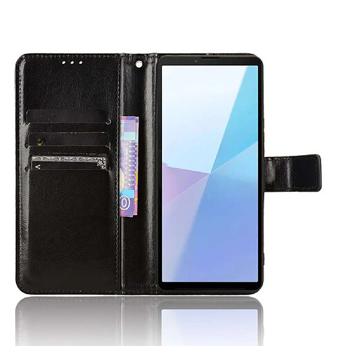 Htdmobiles Housse pour Sony Xperia 10 VI - etui coque pochette portefeuille + verre trempe - NOIR