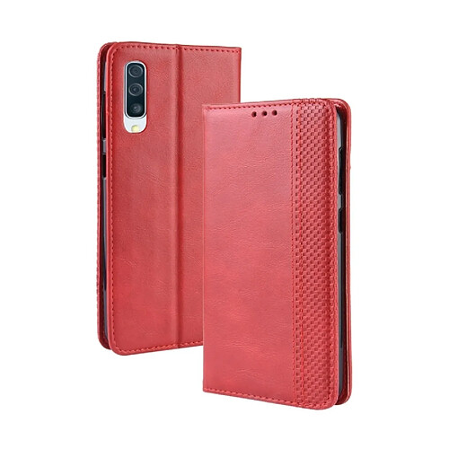 Wewoo Housse Coque Étui en cuir à boucle magnétique avec texture rétro et pour Galaxy A50, porte-cartes (rouge)