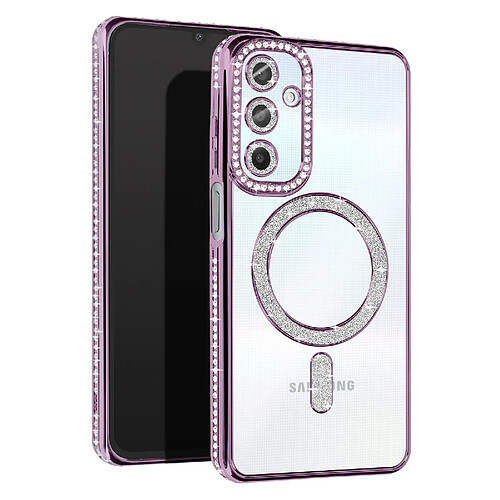 Avizar Coque Diamant pour Samsung Galaxy A25 MagSafe Contour Strass Violet