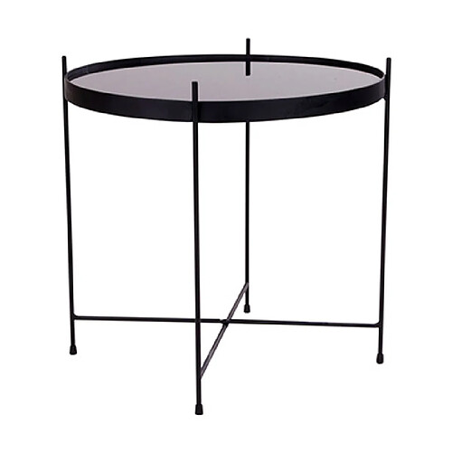 Mes Table basse ronde 48x48 cm en verre et acier noir