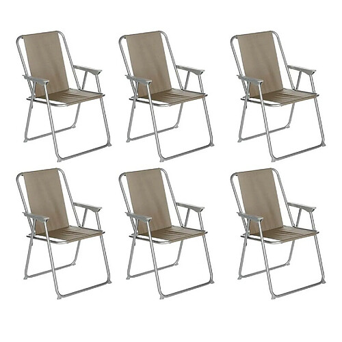 Lot de 6 Chaises de Camping Pliantes Grecia 74cm Taupe