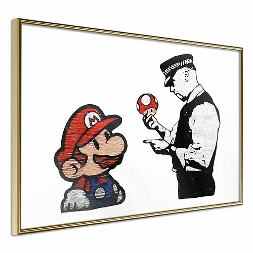 Paris Prix Affiche Murale Encadrée Banksy Mario and Copper 90 x 60 cm Or