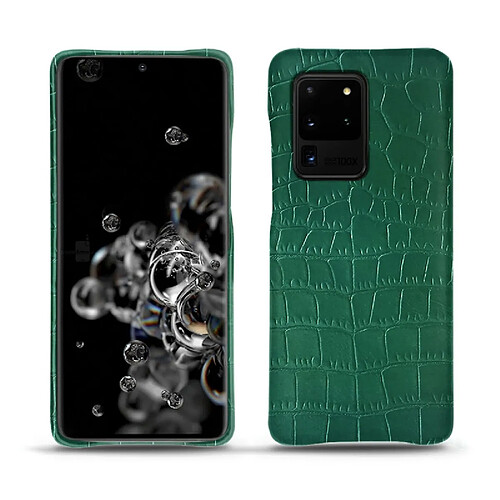 Coque cuir Samsung Galaxy S20 Ultra 5G - Coque arrière - Crocodile pino ( Pantone #173F35 ) - NOREVE