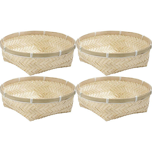 Aubry Gaspard Corbeille ronde en bambou naturel (Lot de 4).