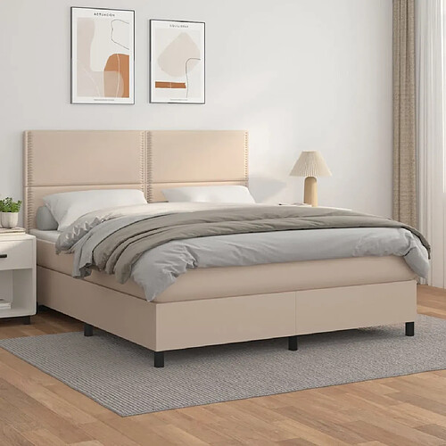 vidaXL Sommier à lattes de lit avec matelas Cappuccino 180x200 cm