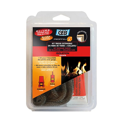 Kit tresse en fibre verre extensible 8mmx2.5m + collafeu - 821592 - GEB