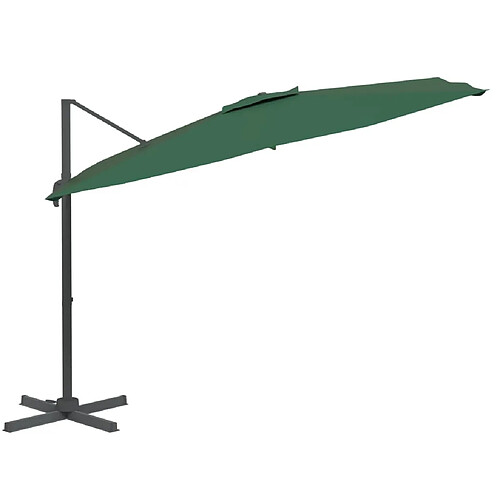 Helloshop26 Parasol meuble de jardin déporté avec mât en aluminium 400 x 300 cm vert 02_0008513