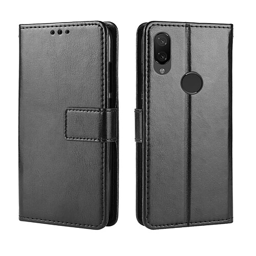 Wewoo Housse Coque en cuir à rabat horizontal pour Crazy Horse Texture pour Xiaomi Mi Play, avec porte-cartes et porte-cartes, ainsi que porte-monnaie lanière (Noir)