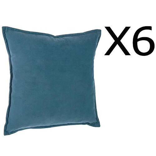 Lot de 6 coussins en polyester coloris bleu orage - Dim : L.45 x l.45 cm -PEGANE