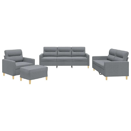 Maison Chic Ensemble de canapés 4 pcs avec coussins, Canapé droit Sofa pour Salon Gris clair Tissu -GKD555794