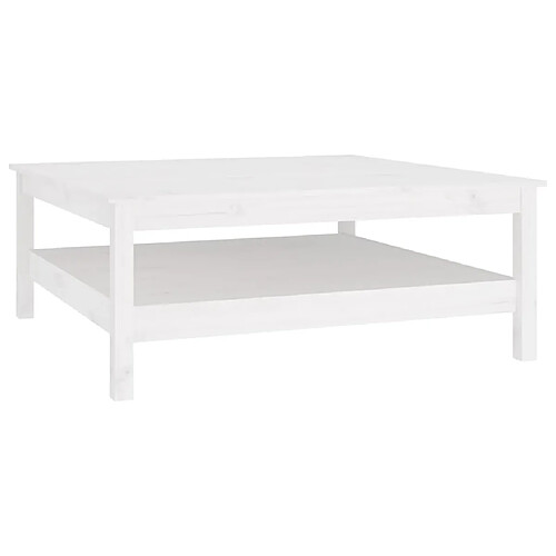 ComfortXL Table Basse Blanc 100x100x40 Cm Bois Massif De Pin