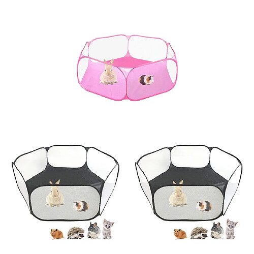 Pliable Play Pen Cage Hamster Lapin Cochon D'Inde Gerbille Intérieur / Extérieur Rose +Pliable Play Pen Cage Hamster Lapin Cochon D'Inde Gerbille Intérieur / Extérieur Noir