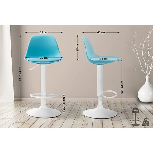 Non Tabouret de bar Kiel simili cuir blanc