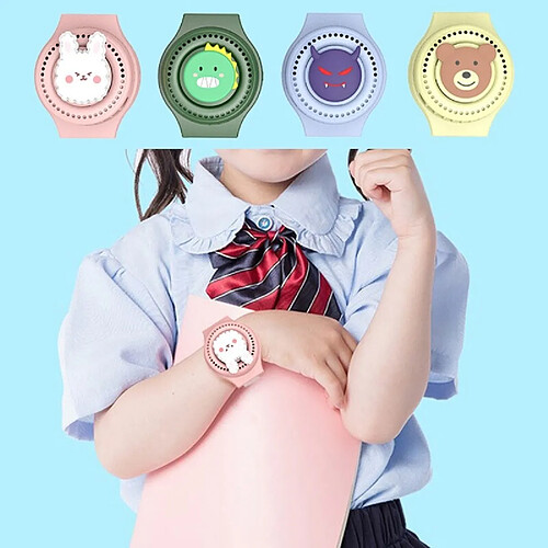 Ventilateur Portable Portable Diable Bleu / Lapin Rose / Ours Brun / Dinosaure Vert 4 Modèles Ventilateur de Montre pour Enfants Rechargeable