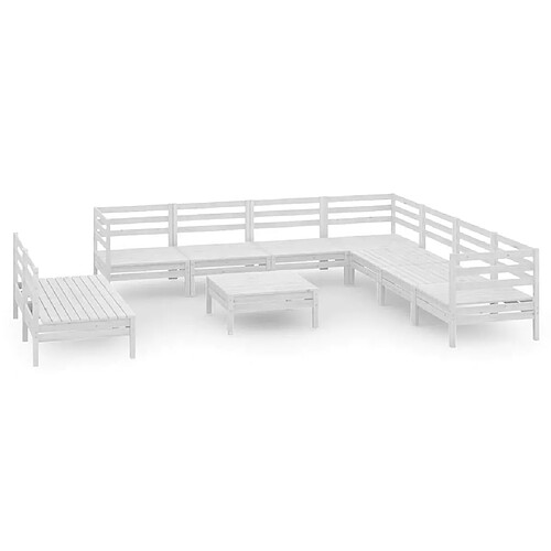 Maison Chic Salon de jardin 10 pcs - Table et chaises d'extérieur - Mobilier/Meubles de jardin Moderne Bois de pin massif Blanc -MN54225