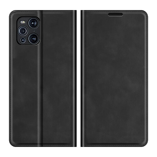 Etui en PU Skin-Touch Auto-absorbé avec support noir pour votre Oppo Find X3/Find X3 Pro