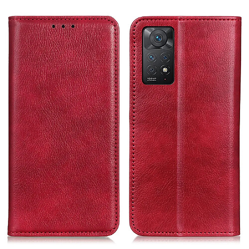 Etui en PU texture litchi, fermeture magnétique, rouge pour votre Xiaomi Redmi Note 11 Pro 5G (Qualcomm)/Note 11 Pro 4G (MediaTek)