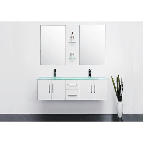 Simba MEUBLE SALLE DE BAIN DOUBLE VASQUE LUXE 150cm Mod. WHITE ICE