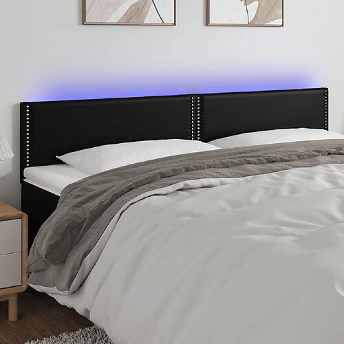 Maison Chic Tête de lit scandinave à LED,meuble de chambre Noir 160x5x78/88 cm Similicuir -MN82820