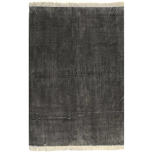 vidaXL Tapis Kilim Coton 120 x 180 cm Anthracite