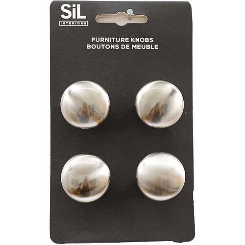 Sil Ensemble de 4 boutons de meuble en alu argenté.