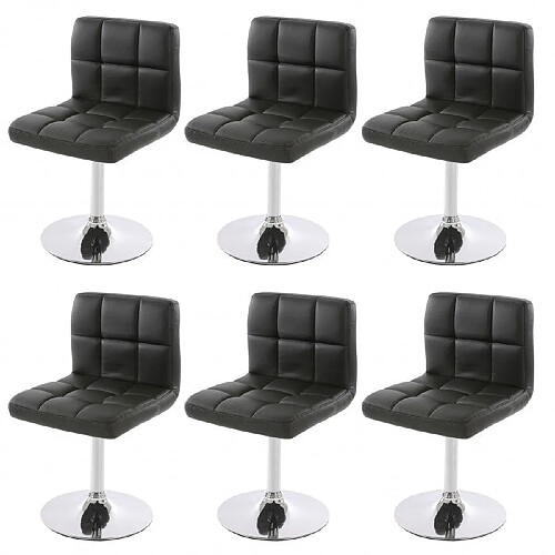 Decoshop26 Lot de 6 chaises fauteuils de salle à manger en synthétique noir CDS04268