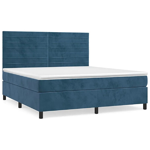 Maison Chic Lit adulte- Lit + matelas,Sommier à lattes de lit et matelas Bleu foncé 180x200cm Velours -GKD21571