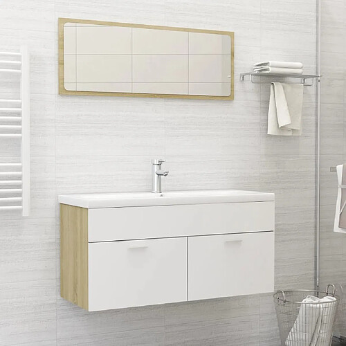 vidaXL Ensemble de meubles de salle de bain 2pcs blanc et chêne sonoma