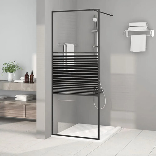 vidaXL Paroi de douche Noir 80x195 cm Verre ESG transparent