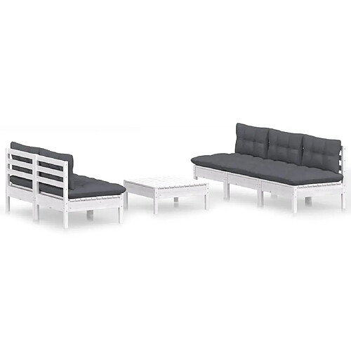 Maison Chic Salon de jardin 6 pcs + coussins - Mobilier/Meubles de jardin - Table et chaises d'extérieur anthracite bois de pin -MN40334