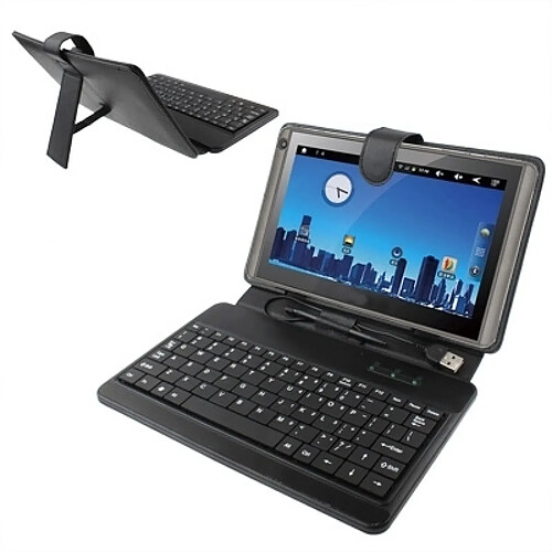 Wewoo Clavier QWERTY noir pour tablette PC 8 pouces avec en plastique USB Housse en cuir universelle