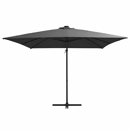 Maison Chic Parasol Jardin | Parasol déporté avec LED et mat en acier 250x250 cm Anthracite - GKD25194