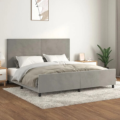 Maison Chic Lit adulte - Cadre Structure de lit avec tête de lit Contemporain Gris clair 200x200 cm Velours -MN31391