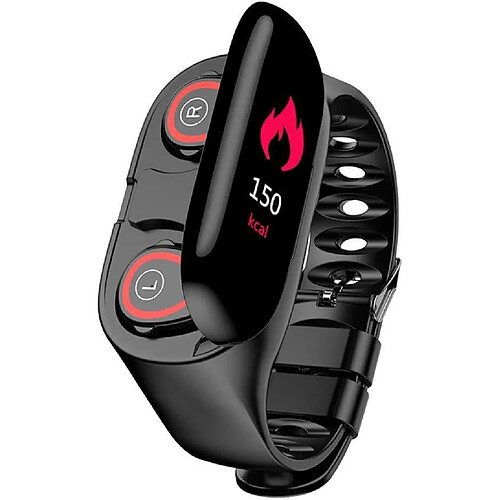 Chrono M1 2 en 1 Bracelet Intelligent Sans Fil Bluetooth Casque Combo Running Musique Bracelet(Noir)