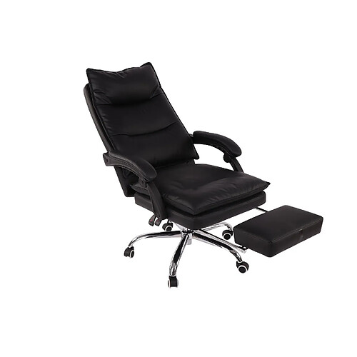 Decoshop26 Fauteuil de bureau avec repose-pied et dossier ajustable en synthétique noir BUR10388