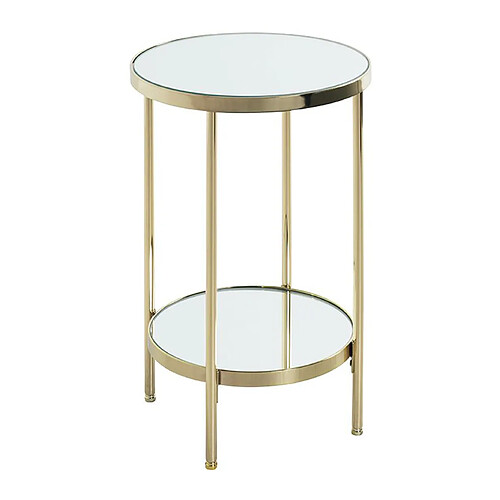 Pegane Table d'appoint ronde en métal coloris doré et verre -diamètre 29 x hauteur 46 cm