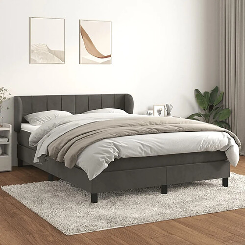 Maison Chic Lit Adulte - Lit simple Lit à sommier tapissier et matelas moelleux - Meuble de Chambre - Gris foncé 140x190cm Velours -MN40651