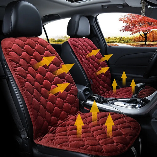 Wewoo Couverture chauffante de coussin chauffant pour siège d'auto 12V voiture chauffée en hiversiège double rouge