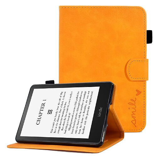 Etui en PU motif coeur d'amour avec support et porte-carte pour votre Amazon Kindle Paperwhite 5 (2021) - kaki